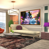 Realistic Swan Birds Pink One Blue Are Facing Canvas Wall Paintings